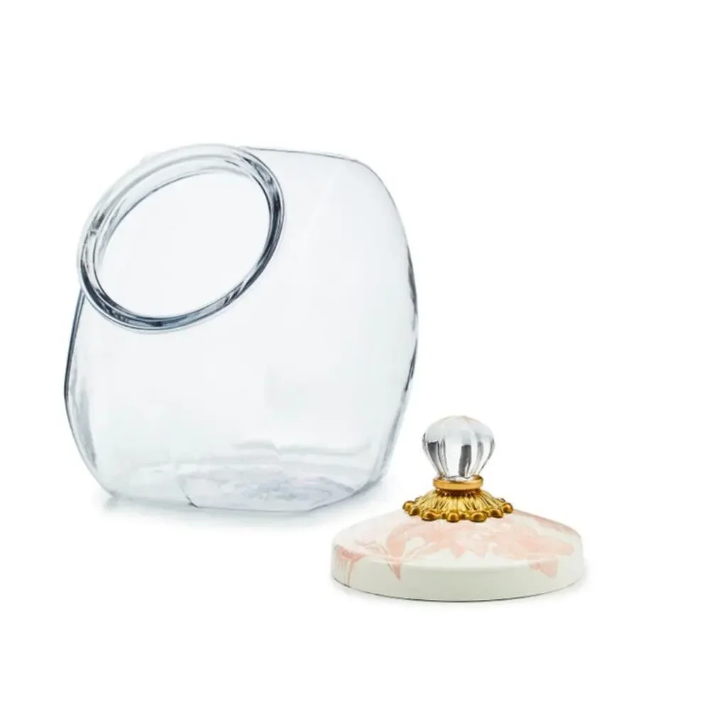 NEW MacKenzie-Childs Cookie Jar with Rosy English Garden Lid In Original Box